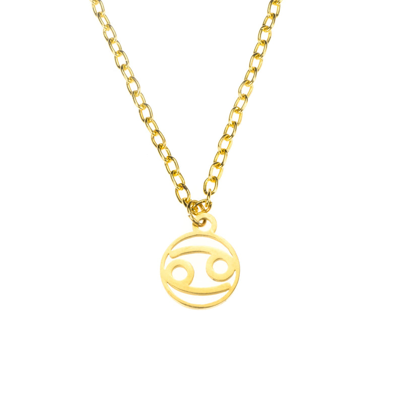 Charming Zodiac Cancer Minimalist Solid Gold Pendant By Jewelry Lane