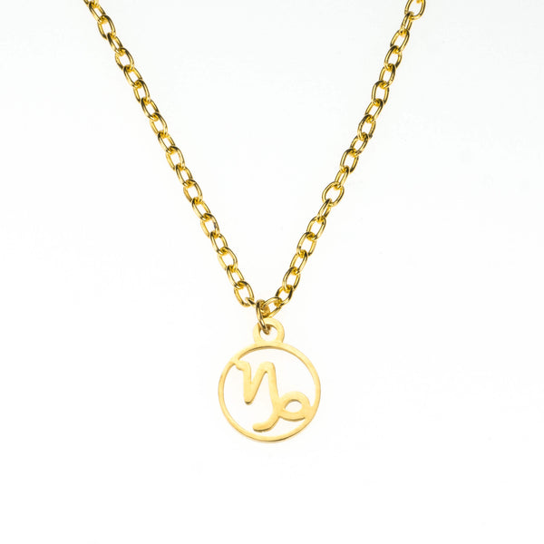 Charming Zodiac Capricorn Minimalist Solid Gold Pendant By Jewelry Lane