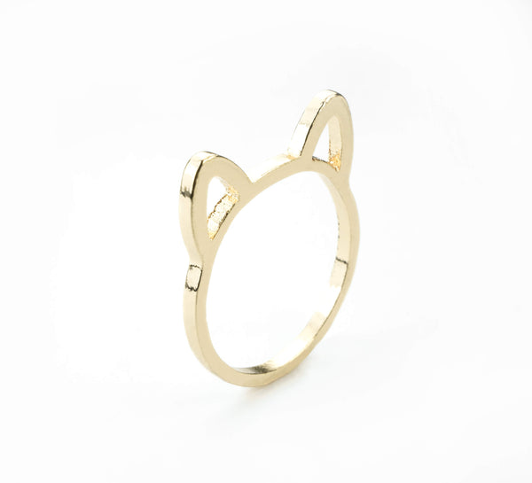 Beautiful Charming Cat Ears Solid Gold Ring By Jewelry Lane