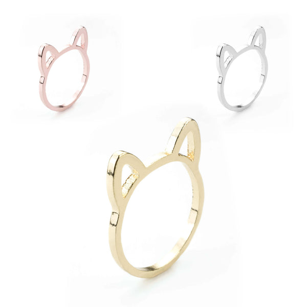 Beautiful Charming Cat Ears Solid Gold Rings By Jewelry Lane