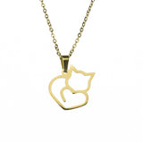Beautiful Unique Cat Love Heart Design Solid Gold Pendant By Jewelry Lane