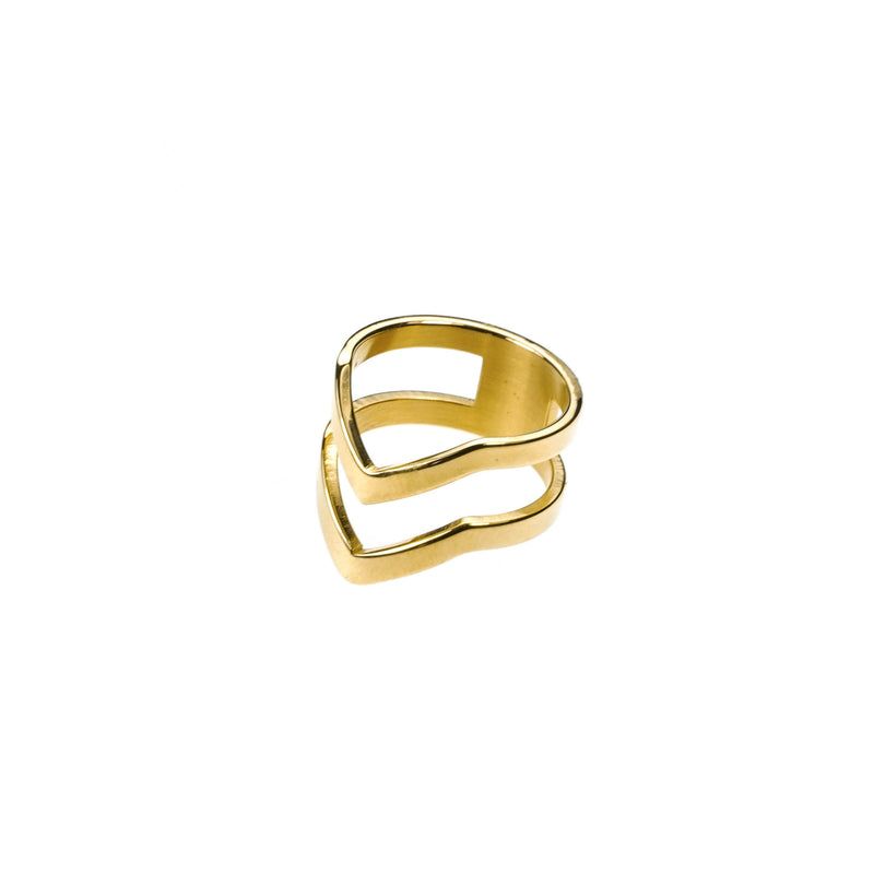 Beautiful Elegant Double Chevron Stacker Solid Gold Ring By Jewelry Lane