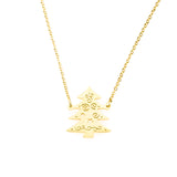 Beautiful Charming Christmas Tree Solid Gold Necklace By Jewelry Lane