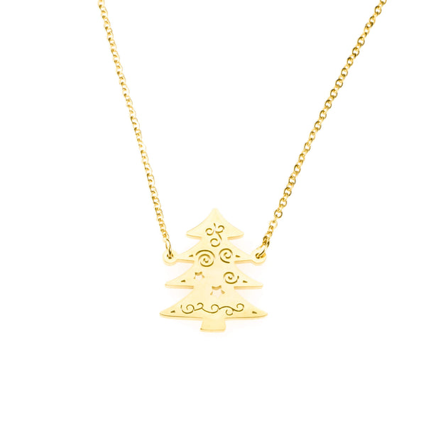 Beautiful Charming Christmas Tree Solid Gold Necklace By Jewelry Lane