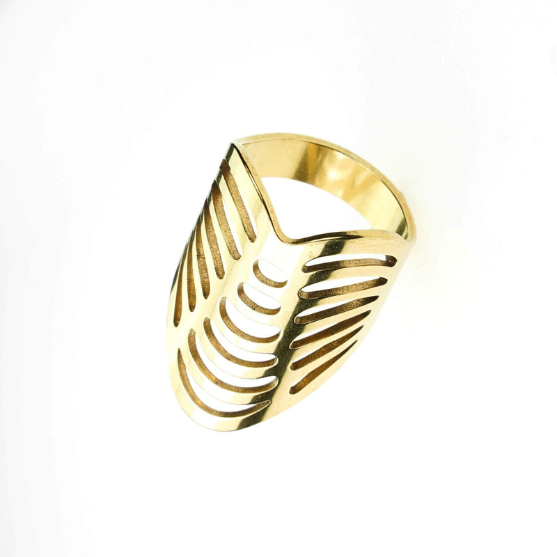 Beautiful Classic Hollow Design Large Solid Gold Ring By Jewelry Lane