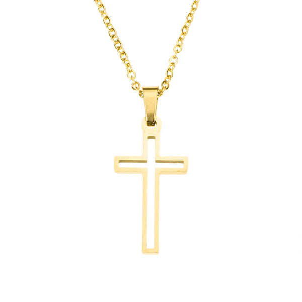 Elegant Religious Hollow Jesus Cross Solid Gold Pendant By Jewelry Lane
