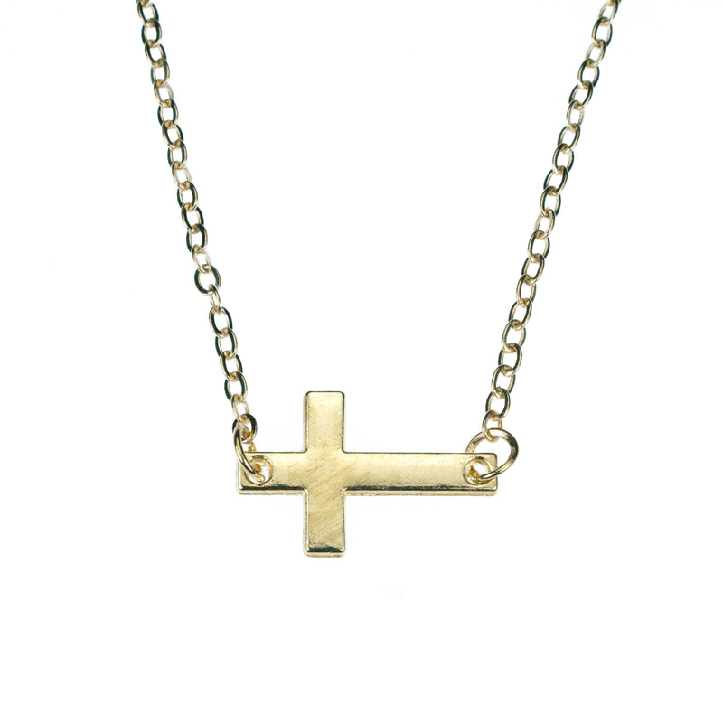 Elegant Simple Sideway Cross Solid Gold Pendant By Jewelry Lane
