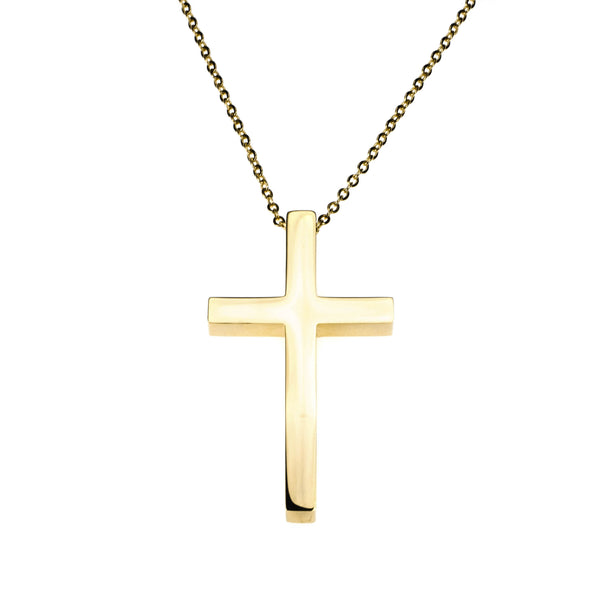 Plain Simple Jesus Cross Solid Gold Pendant By Jewelry Lane