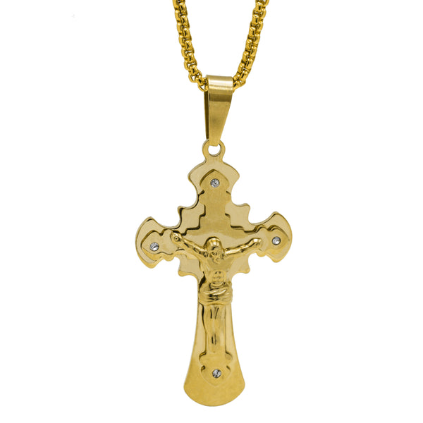 Elegant Religious Jesus Crucifix Cross Solid Gold Pendant By Jewelry Lane