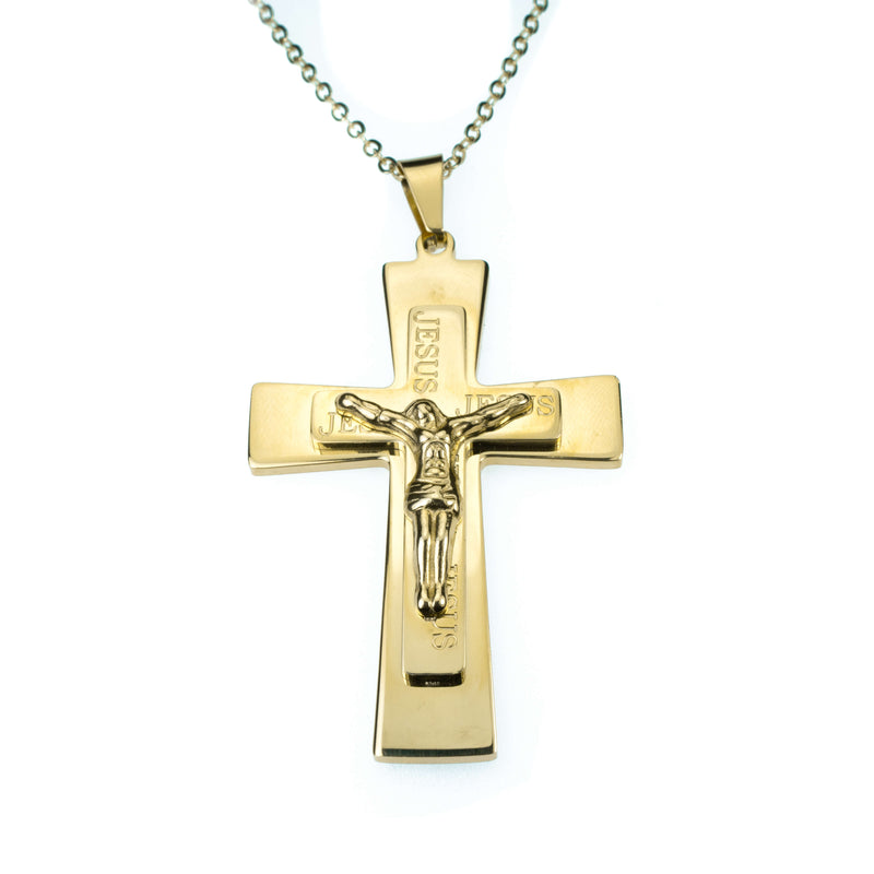 Simple Religious Jesus Cross Solid Gold Pendant By Jewelry Lane