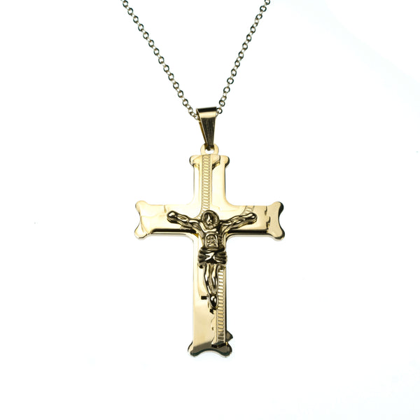 Elegant Simple Religious Crucifix Jesus Cross Solid Gold Pendant By Jewelry Lane