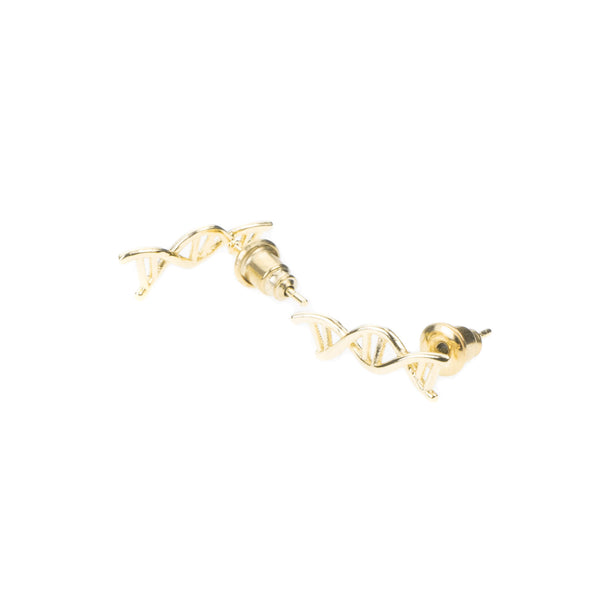 Beautiful Unique DNA Design Solid Gold Stud Earrings By Jewelry Lane