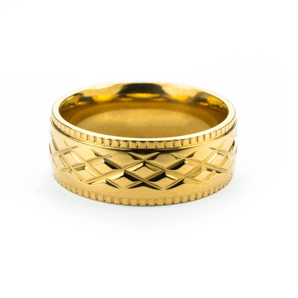 Elegant Charm Crisscross Cut Solid Gold Band Ring By Jewelry Lane