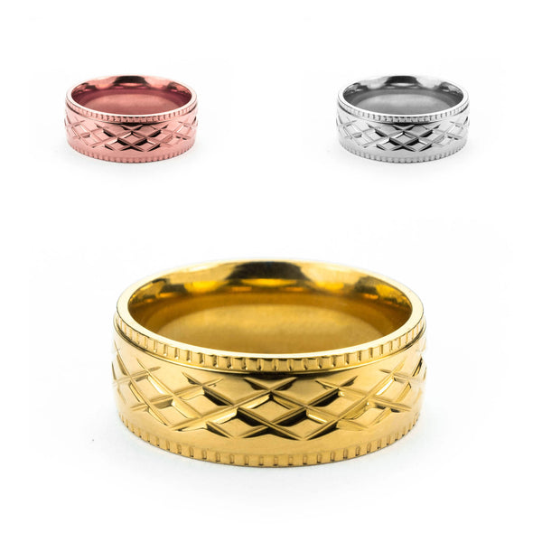 Elegant Charm Crisscross Cut Solid Gold Band Rings By Jewelry Lane