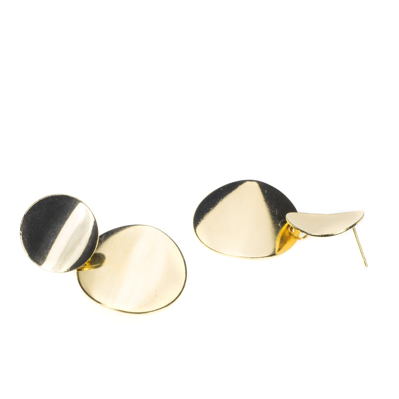 Elegant Stylist Double Disc Solid Gold Earrings By Jewelry Lane