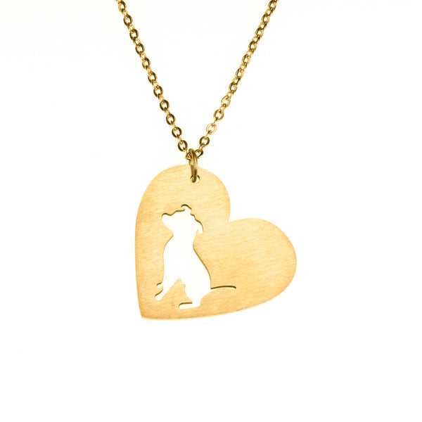 Beautiful Modern Dog Heart Love Solid Gold Pendant By Jewelry Lane