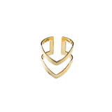 Classic Elegance Double Chevron Cuff Solid Gold Ring By Jewelry Lane