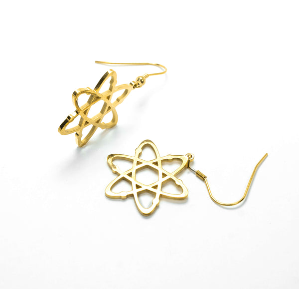 Beautiful Solid Gold Atomic Earrings by Jewelry Lane