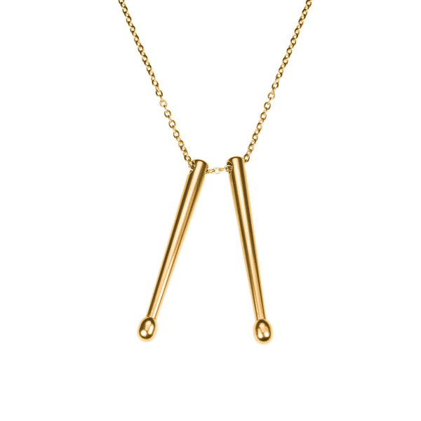 Beautiful Long Drum Sticks Solid Gold Pendant By Jewelry Lane