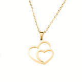 Beautiful Modern Dual Heart Love Solid Gold Pendant By Jewelry Lane