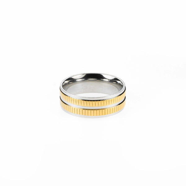 Elegant Classic Dual Tone Solid Gold Band Ring By Jewelry Lane