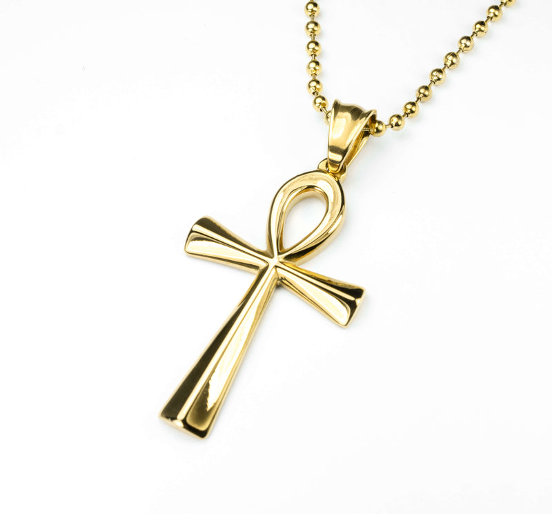 Elegant Unique Egyptian Ankh Cross Solid Gold Pendant By Jewelry Lane