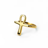 Elegant Egyptian Ankh Eternal Solid Gold Cross Ring By Jewelry Lane