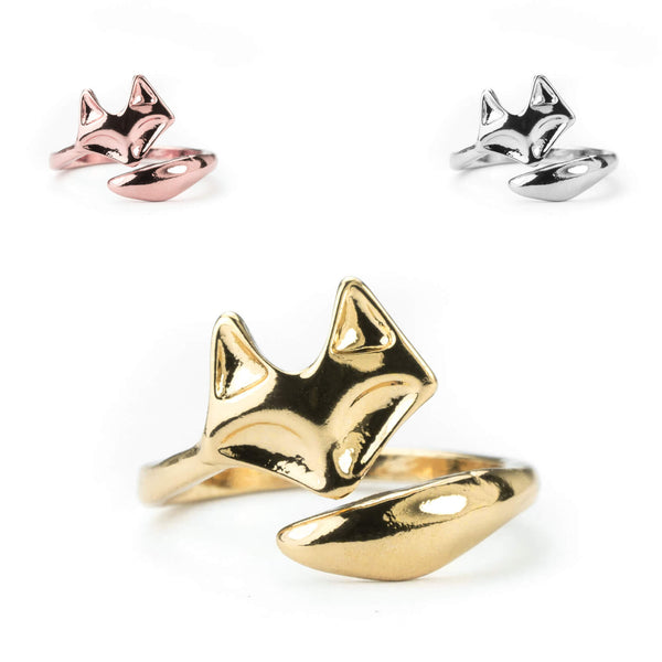 Beautiful Charming Fox Solid Gold Rings By Jewelry Lane
