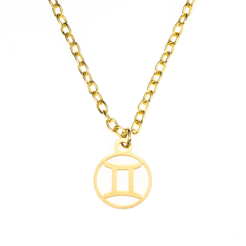 Charming Zodiac Gemini Minimalist Solid Gold Pendant By Jewelry Lane