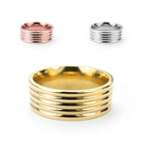 Elegance Stylish Grooved Solid Gold Rings By Jewelry Lane