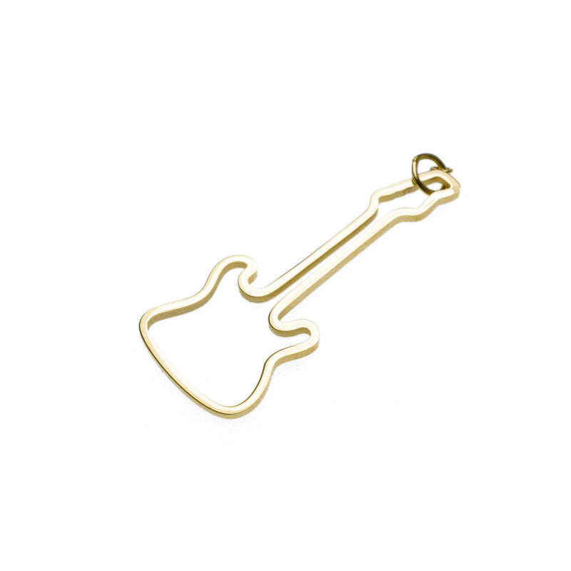 Exquisite Unique Guitar Design Solid Gold Pendant By Jewelry Lane