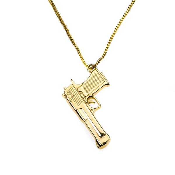 Classic Vintage Handgun Style Solid Gold Pendant By Jewelry Lane