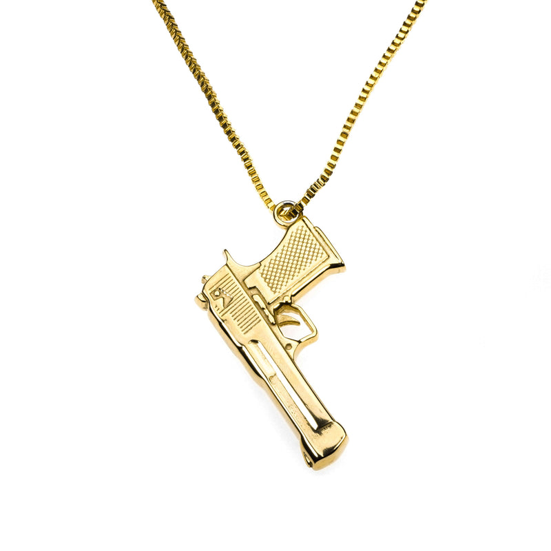 Classic Vintage Handgun Style Solid Gold Pendant By Jewelry Lane