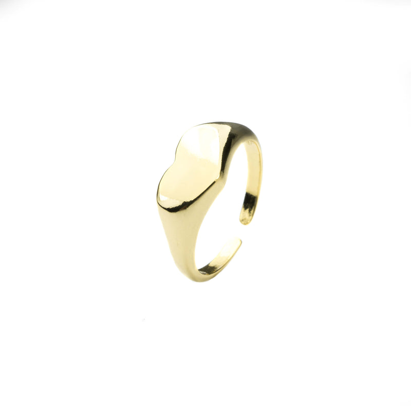 Beautiful Charming Heart Signet Solid Gold Ring By Jewelry Lane