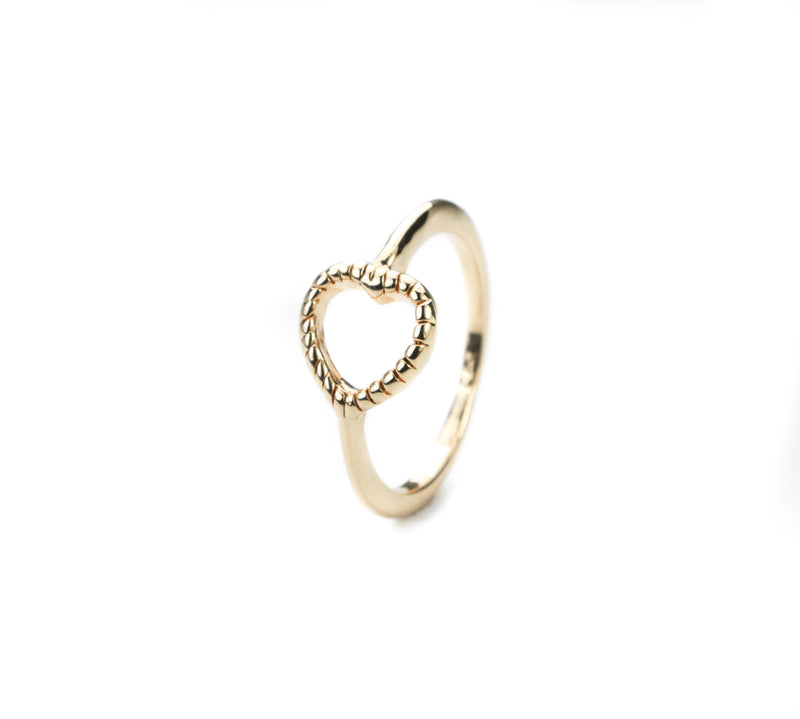 Beautiful Charming Open Heart Love Solid Gold Ring By Jewelry Lane