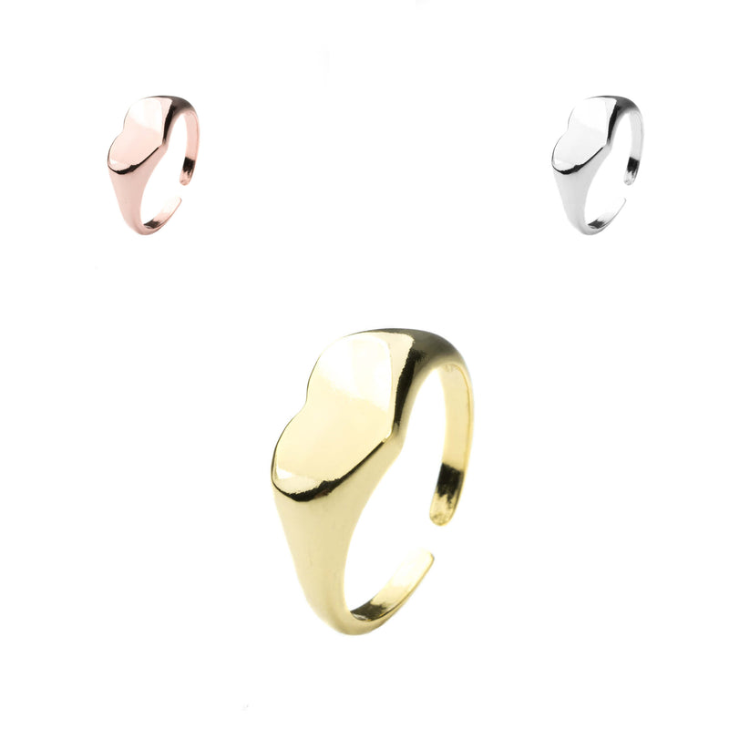 Beautiful Charming Heart Signet Solid Gold Rings By Jewelry Lane