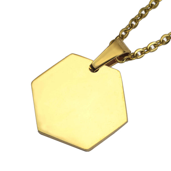 Beautiful Simple Plain Hexagon Style Solid Gold Pendant By Jewelry Lane