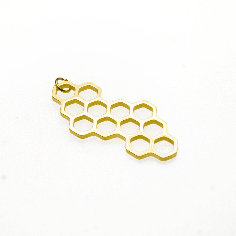 Beautiful Honeycomb Inspired Solid Gold Pendant By Jewelry Lane