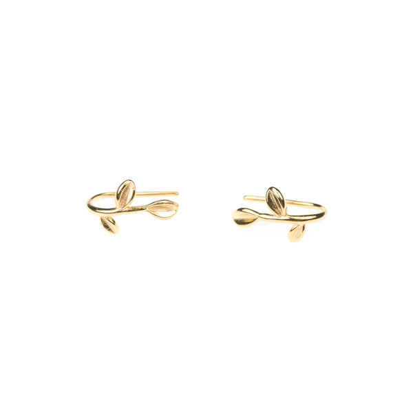 Beautiful Modern Leaf Design Solid Gold Earrings By Jewelry Lane