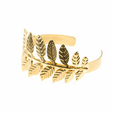 Beautiful Modern Leaf Cuff Design Solid Gold Bangle By Jewelry Lane