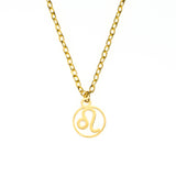 Charming Zodiac Leo Minimalist Solid Gold Pendant By Jewelry Lane