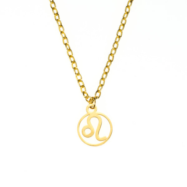 Charming Zodiac Leo Minimalist Solid Gold Pendant By Jewelry Lane