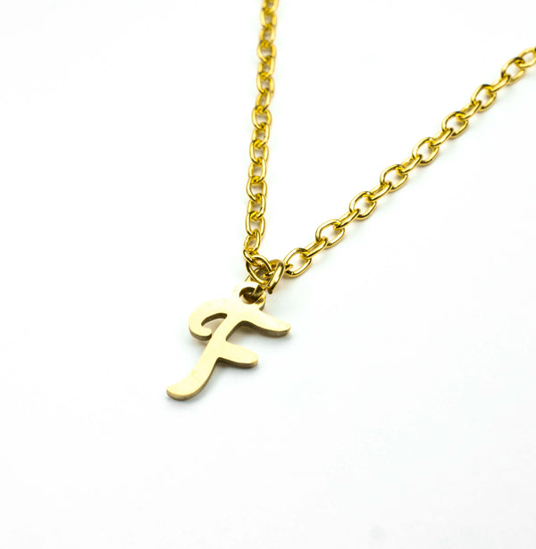 Beautiful Polished Letter F Solid Gold Pendant By Jewelry Lane