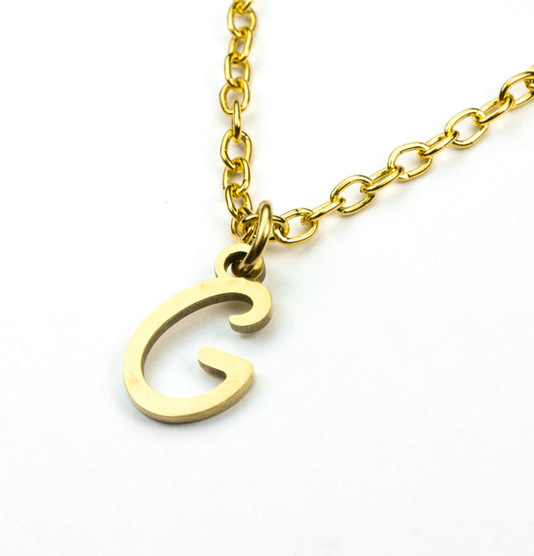 Beautiful Polished Letter G Solid Gold Pendant By Jewelry Lane