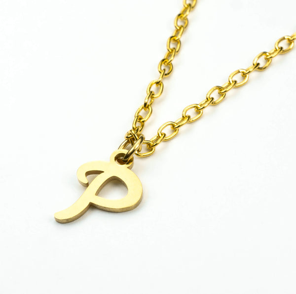 Beautiful Polished Letter P Solid Gold Pendant By Jewelry Lane
