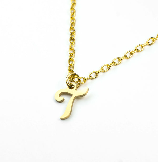 Beautiful Polished Letter T Solid Gold Pendant By Jewelry Lane