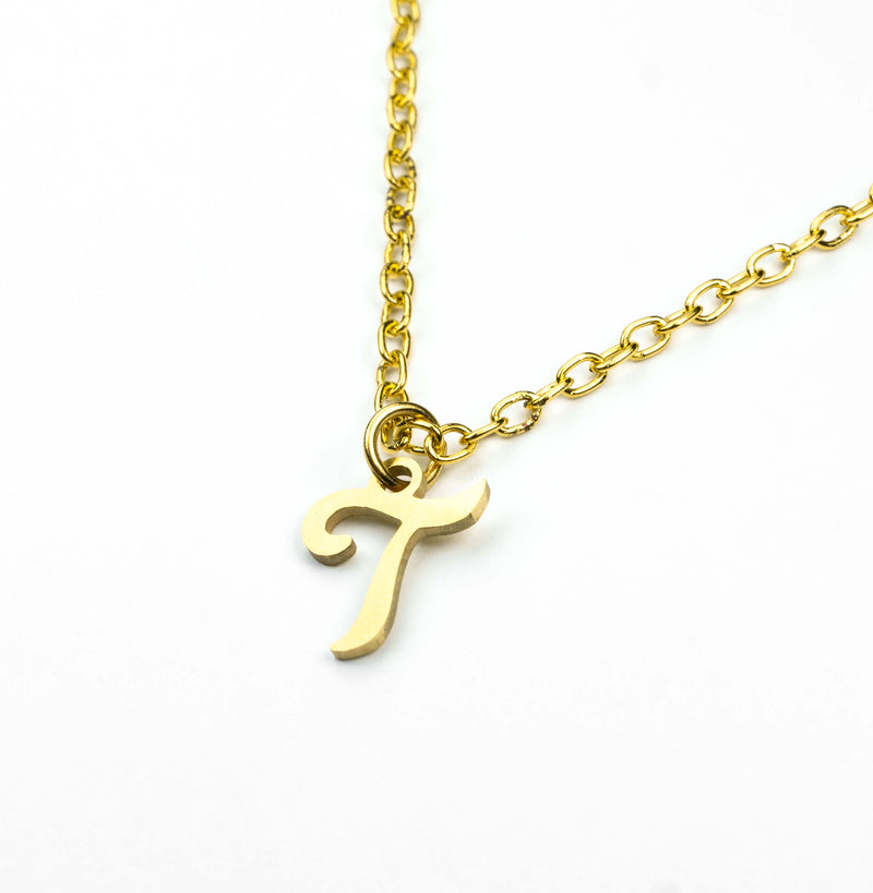 Beautiful Polished Letter T Solid Gold Pendant By Jewelry Lane