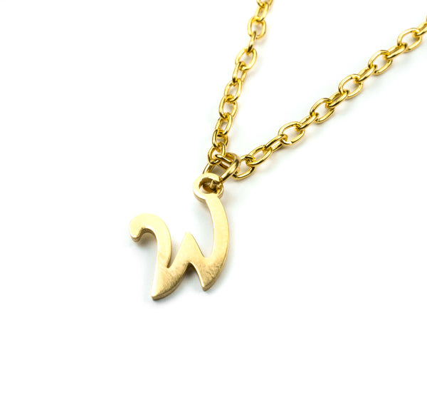 Beautiful Polished Letter W Solid Gold Pendant By Jewelry Lane