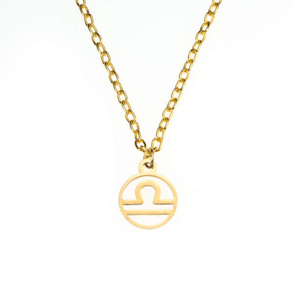 Charming Zodiac Libra Minimalist Solid Gold Pendant By Jewelry Lane