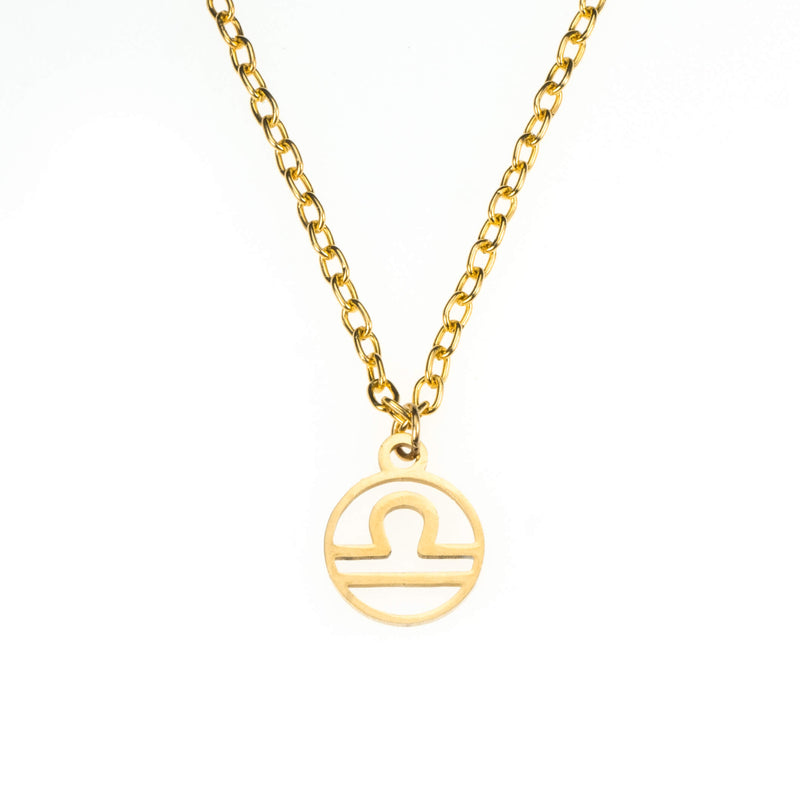 Charming Zodiac Libra Minimalist Solid Gold Pendant By Jewelry Lane